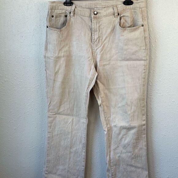 Pre-Owed DG2 by Diane Gilman Womens Tan Stretch Jeans Size 12P - Picture 1 of 6